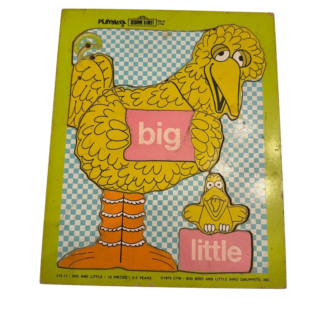 Playskool Sesame‎ Street Big Bird Little Bird 13 Piece Wood Puzzle 3 5 Years